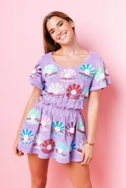 Lavender Clam Terry Cloth Top -Queen of Sparkles image bdd20e10 de02 4e10 b560 272268a7d2ba