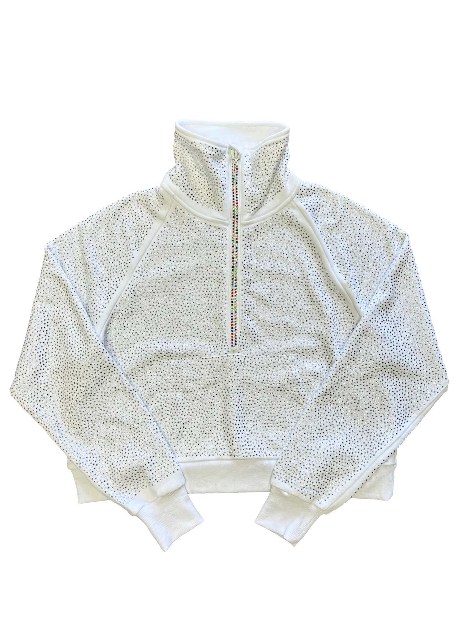 Queen Of Sparkles White Rhinestone Half Zip Sweatshirt 1 Queen Of Sparkles White Rhinestone Half Zip Sweatshirt