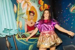 Queen Of Sparkles Pink/Purple Metallic Puff Sleeve Crop -Queen of Sparkles image fa6b6989 d810 4eff 9330 f78746e2a8ec