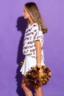 Queen Of Sparkles White, Purple, Gold 'WIN!' Tee -Queen of Sparkles qos august 20