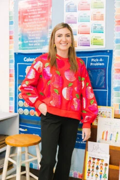 Queen Of Sparkles Red Sequin Apple Sweatshirt 7 Queen Of Sparkles Red Sequin Apple Sweatshirt -Queen of Sparkles qos august 593