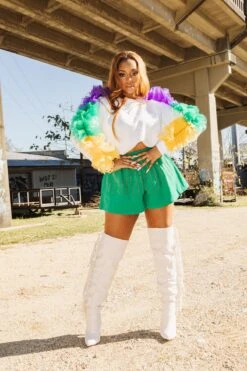 Queen Of Sparkles Mardi Gras Ruffle Sweatshirt -Queen of Sparkles soelstudio QOS 324