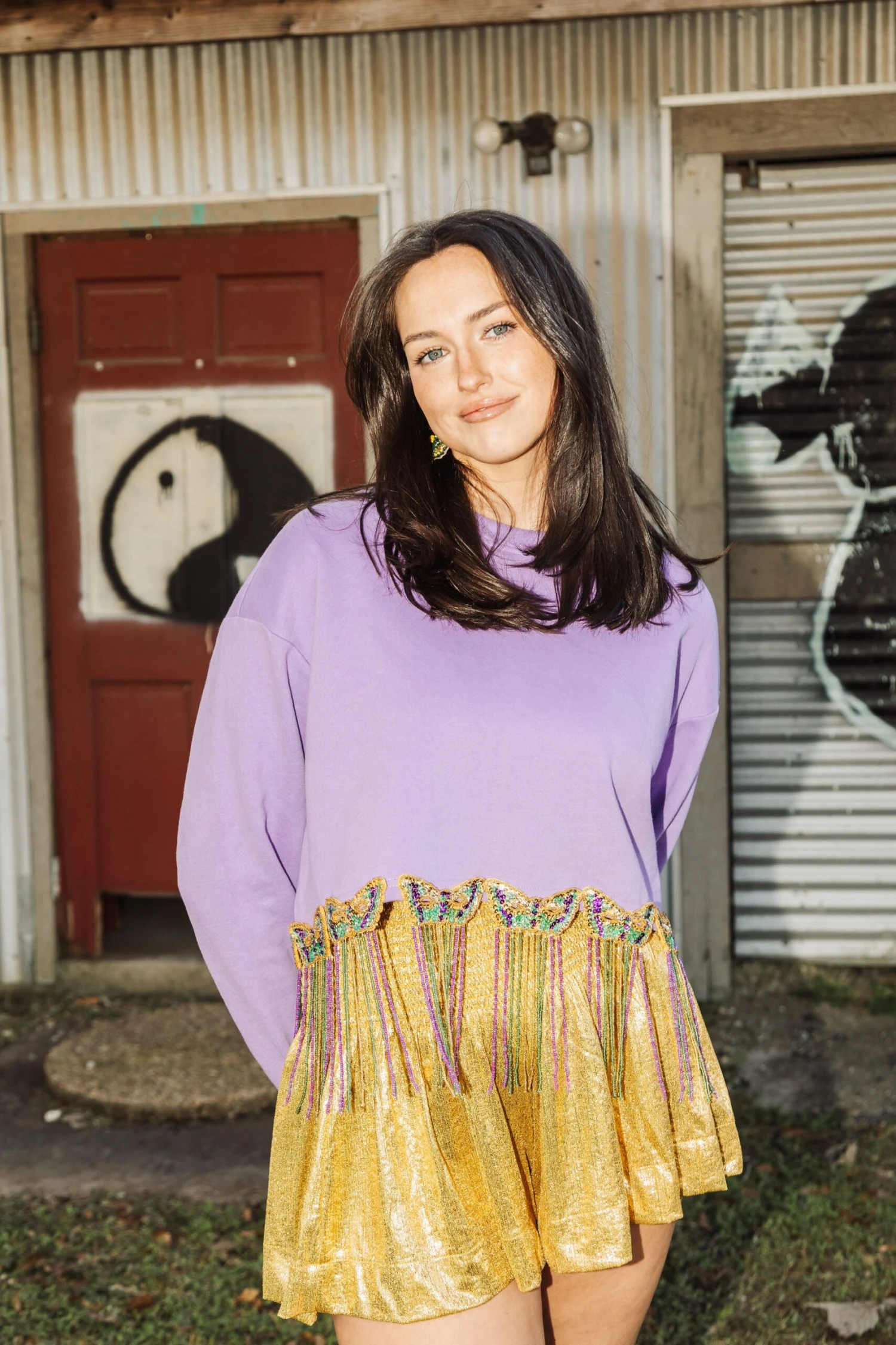 Queen Of Sparkles Bead Fringe Mask Sweatshirt 1 Queen Of Sparkles Bead Fringe Mask Sweatshirt