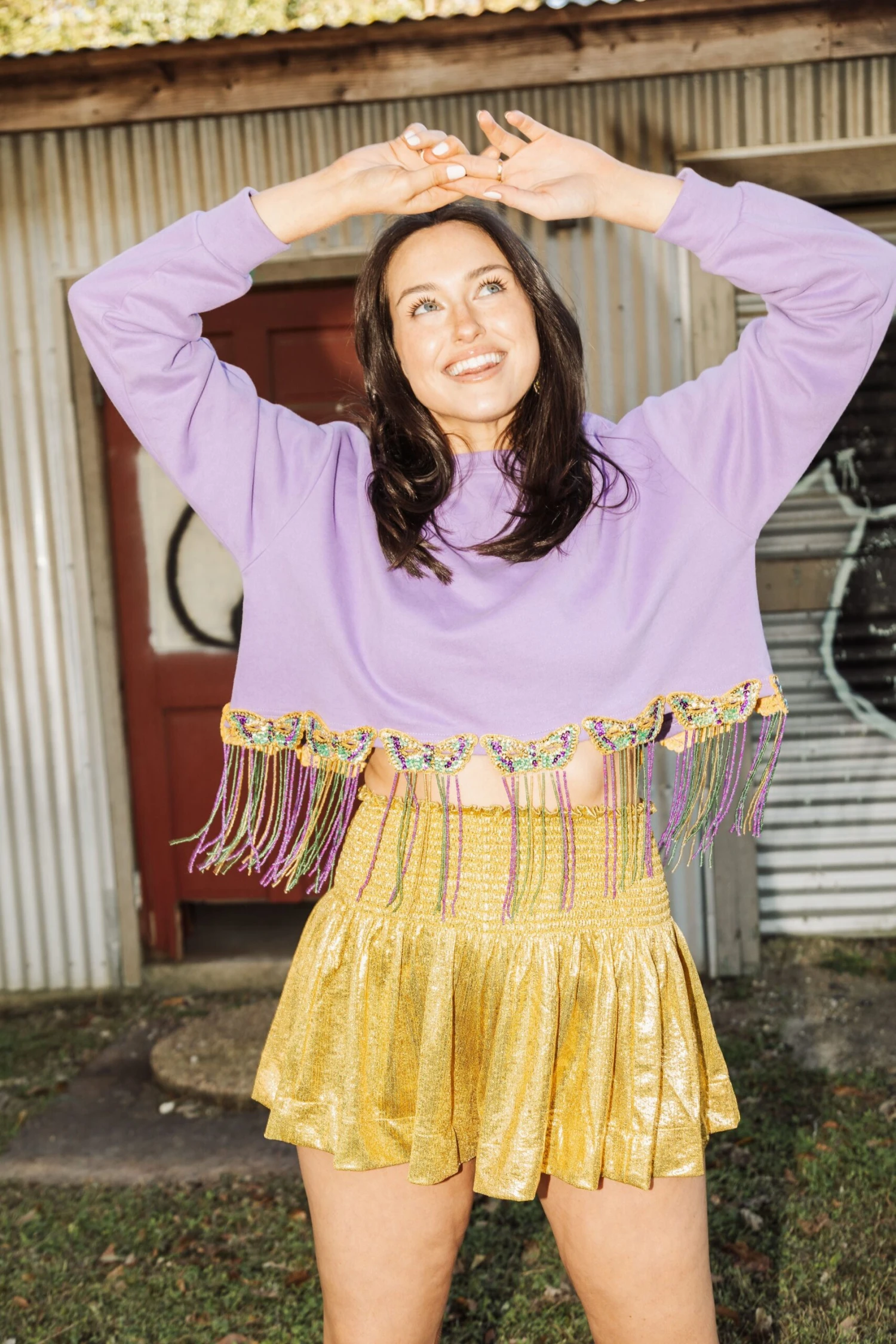 Queen Of Sparkles Bead Fringe Mask Sweatshirt 3 Queen Of Sparkles Bead Fringe Mask Sweatshirt - Image 3