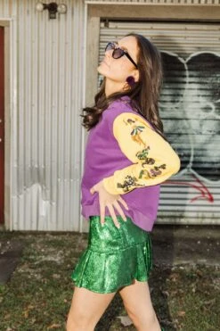 Queen Of Sparkles Green Sequin Flounce Skirt -Queen of Sparkles soelstudio QOS 340