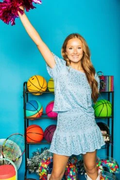 Queen Of Sparkles Light Blue Rhinestone Skirt -Queen of Sparkles soelstudio QOS Gameday 1327