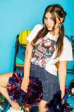 Queen Of Sparkles Navy/Red/Powder Blue Card Tee