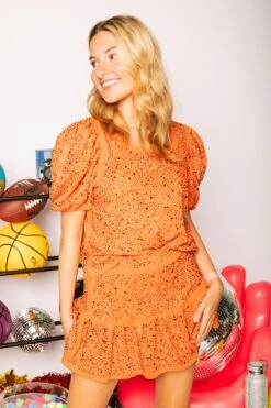 Queen Of Sparkles Burnt Orange Rhinestone Skirt 5 Queen Of Sparkles Burnt Orange Rhinestone Skirt -Queen of Sparkles soelstudio QOS Gameday 1383 44a33626 2c91 439a b675 472e06b446c1