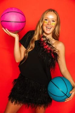 Black & Red One Shoulder Feather Tee 6 Black & Red One Shoulder Feather Tee -Queen of Sparkles soelstudio QOS Gameday 167 2fe2a01e 2f46 4e15 a40c 3858244a80da