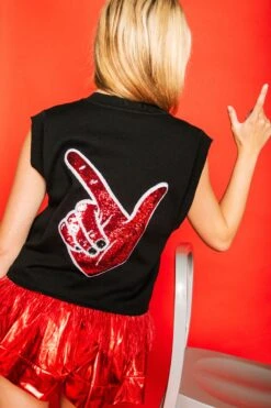 Queen Of Sparkles Pointing Finger Feather Sweater Tank -Queen of Sparkles soelstudio QOS Gameday 226