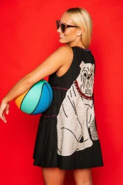 Queen Of Sparkles Black With White Dog Back Dress -Queen of Sparkles soelstudio QOS Gameday 30