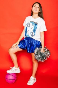 Queen Of Sparkles Royal & White Fringe Boot Tee -Queen of Sparkles soelstudio QOS Gameday 328