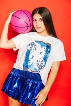 Queen Of Sparkles Royal & White Fringe Boot Tee -Queen of Sparkles soelstudio QOS Gameday 330