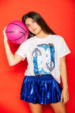 Queen Of Sparkles Royal Blue Metallic Swing Shorts