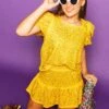 Queen Of Sparkles Yellow Rhinestone Skirt