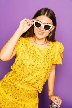 Queen Of Sparkles Yellow Rhinestone Skirt -Queen of Sparkles soelstudio QOS Gameday 378