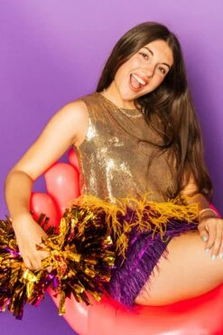 Queen Of Sparkles Gold Sequin Purple/Gold Feather Tank 7 Queen Of Sparkles Gold Sequin Purple/Gold Feather Tank -Queen of Sparkles soelstudio QOS Gameday 473