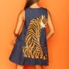 Queen Of Sparkles Navy Dress With Tiger On Back