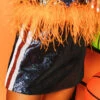 Queen Of Sparkles Navy & Orange Stripe Sequin Skirt