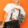 Queen Of Sparkles Black & Orange Fringe Boot Tee
