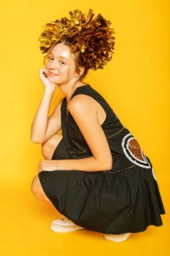 Queen Of Sparkles Black Dress With Fleur De Lis On Back