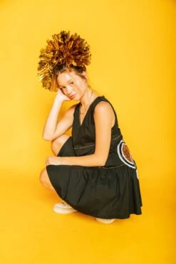 Queen Of Sparkles Black Dress With Fleur De Lis On Back -Queen of Sparkles soelstudio QOS Gameday 979