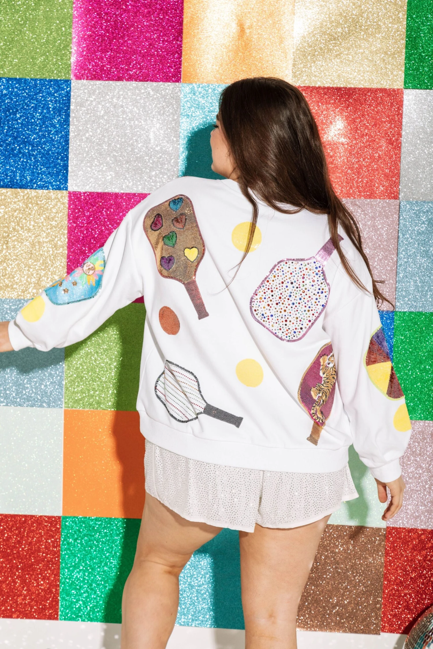 Queen Of Sparkles White QOS Pickleball Sweatshirt 4 Queen Of Sparkles White QOS Pickleball Sweatshirt - Image 4