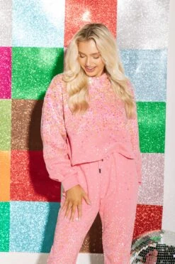 Queen Of Sparkles Pink Scattered Sequin Jogger 7 Queen Of Sparkles Pink Scattered Sequin Jogger -Queen of Sparkles soelstudio QOS jan 289