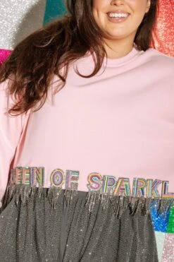 Queen Of Sparkles Light Pink QOS Fringe Sweatshirt -Queen of Sparkles soelstudio QOS jan 99