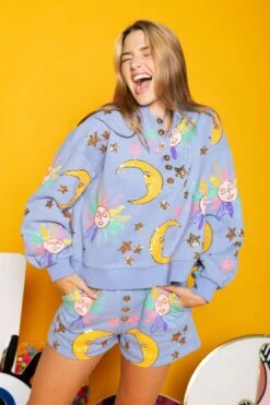 Queen Of Sparkles Sun & Moon Henley Sweatshirt -Queen of Sparkles soelstudio QOSAug 122 afd82b4b 519f 4177 935d 97518b7ec03b