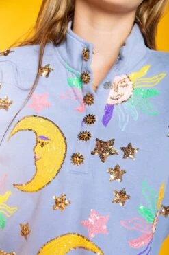 Queen Of Sparkles Sun & Moon Henley Sweatshirt -Queen of Sparkles soelstudio QOSAug 123