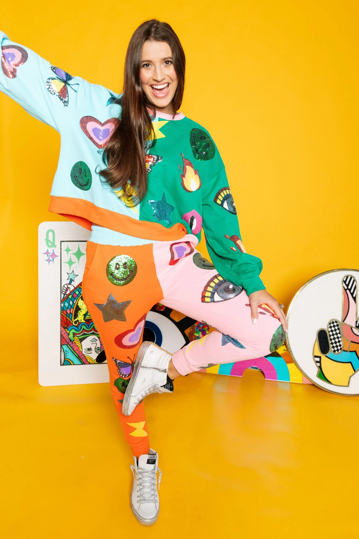 Queen Of Sparkles Icon Colorblock Sweatshirt 4 Queen Of Sparkles Icon Colorblock Sweatshirt - Image 4