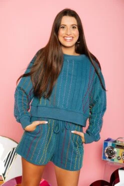 Queen Of Sparkles Indigo & Rainbow Pearl Stripe Sweatshirt -Queen of Sparkles soelstudio QOSAug 279 b4b07394 85de 4432 b540 8734dc0503b7