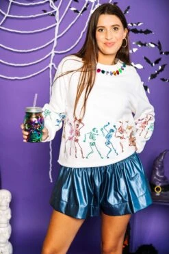 Queen Of Sparkles Midnight Blue Leather Swing Shorts -Queen of Sparkles soelstudio QOSAug 513