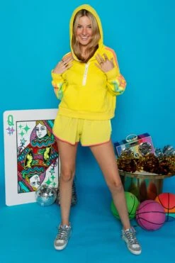 Queen Of Sparkles Yellow Rainbow Side Half Zip Sweatshirt -Queen of Sparkles soelstudio QOSAug 64