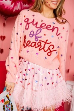 Queen Of Sparkles Queen Of Hearts Sweater -Queen of Sparkles soelstudio QOSDEC 129