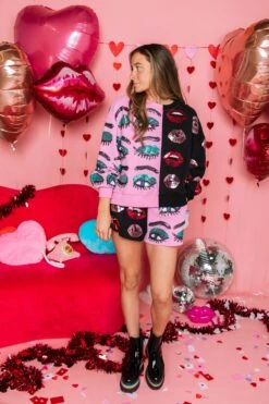 Queen Of Sparkles Eyes & Lips Colorblock Sweatshirt -Queen of Sparkles soelstudio QOSDEC 62 26284cc5 b06b 4d4d 91aa 84166b40a474