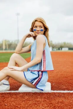 Queen Of Sparkles Light Blue With Red, Blue & White Side Active Tank