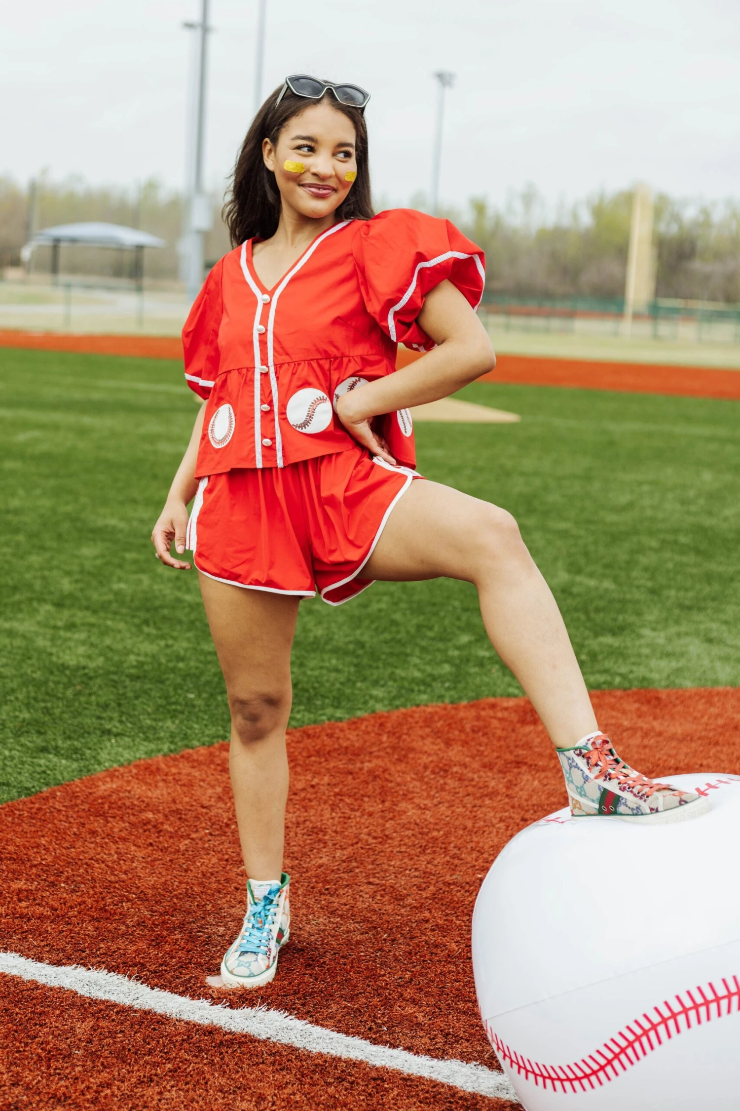 Queen Of Sparkles Red Peplum Baseball Top 1 Queen Of Sparkles Red Peplum Baseball Top