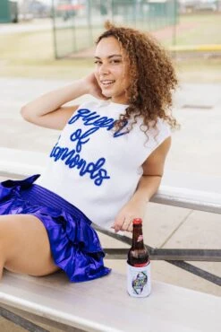 Queen Of Sparkles Royal Blue Queen Of Diamonds Sweater Vest -Queen of Sparkles soelstudio QOSFEB2023 191