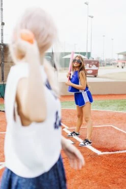 Queen Of Sparkles Royal Blue & White Side Active Tank