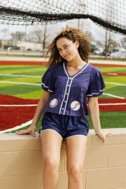 Queen Of Sparkles Navy Peplum Baseball Top -Queen of Sparkles soelstudio QOSFEB2023 237