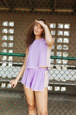 Queen Of Sparkles Lavender & Yellow Side Active Short