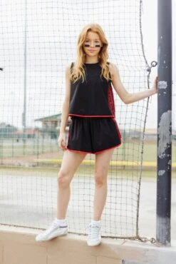 Queen Of Sparkles Black & Red Side Active Tank -Queen of Sparkles soelstudio QOSFEB2023 280 2e893b93 7a9d 4aea 8a1c 238bcf7c19a9