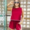 Queen Of Sparkles Maroon & White Side Active Short