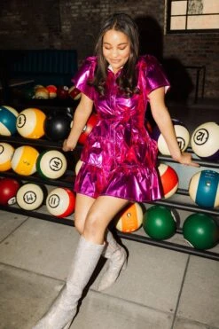 Queen Of Sparkles Pink Metallic Collar Dress -Queen of Sparkles soelstudio QOSMarch 194