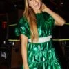 Queen Of Sparkles Green Metallic Mini Skort