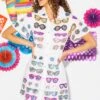 Queen Of Sparkles White Sunglass Collar Dress