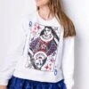 Queen Of Sparkles White USA Queen Card Sweatshirt