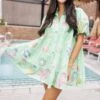 Mint Under The Sea Poof Sleeve Dress